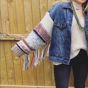 Zara Women's Knit Sleeve Denim Jacket